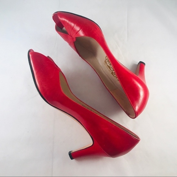 Vintage Ferragamo Heels- Red- Size 8 Extra Narrow - Picture 8 of 8